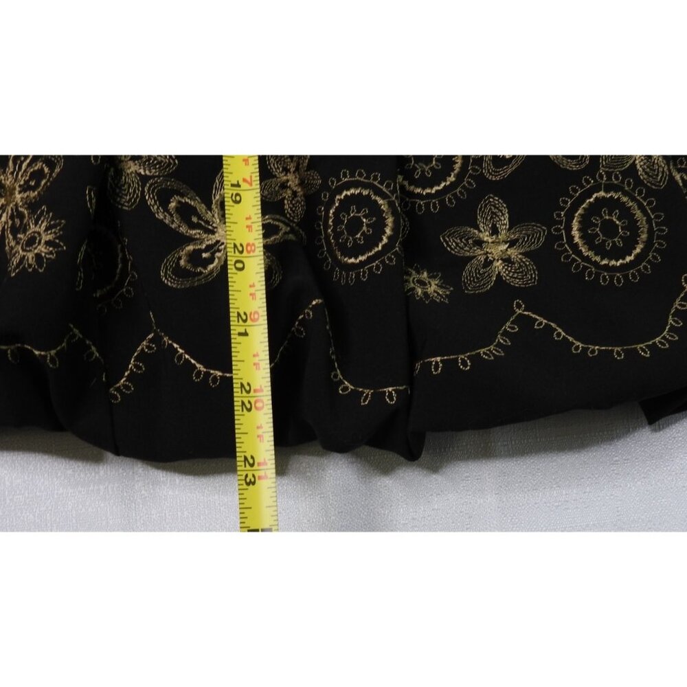 INC International Concepts Black Gold Embroidered Pleated Skirt Sz 10 Bubble - Picture 3 of 8